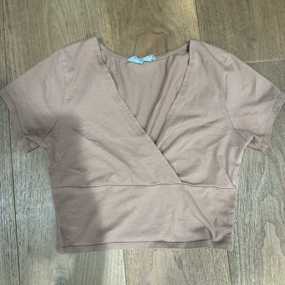 Women's Brown Wrap Top